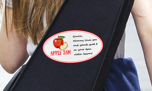 Viola lesson reminder on canning label