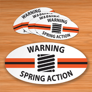 Warning Spring Action Oval Decal