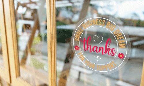 Small business thank you window cling