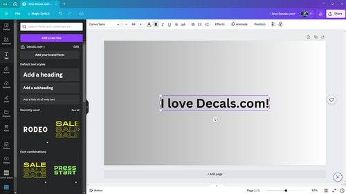 Adding text boxes in Canva | Decals.com
