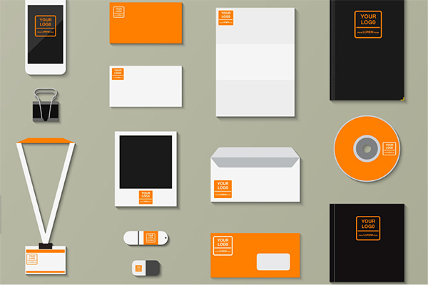 An assortment of custom logo labels in different colors, shapes and sizes.