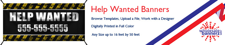 Custom Help Wanted Banners from Wholesalebannerz.com