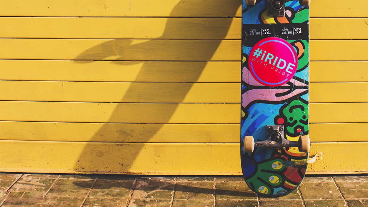 Skateboard with stickers