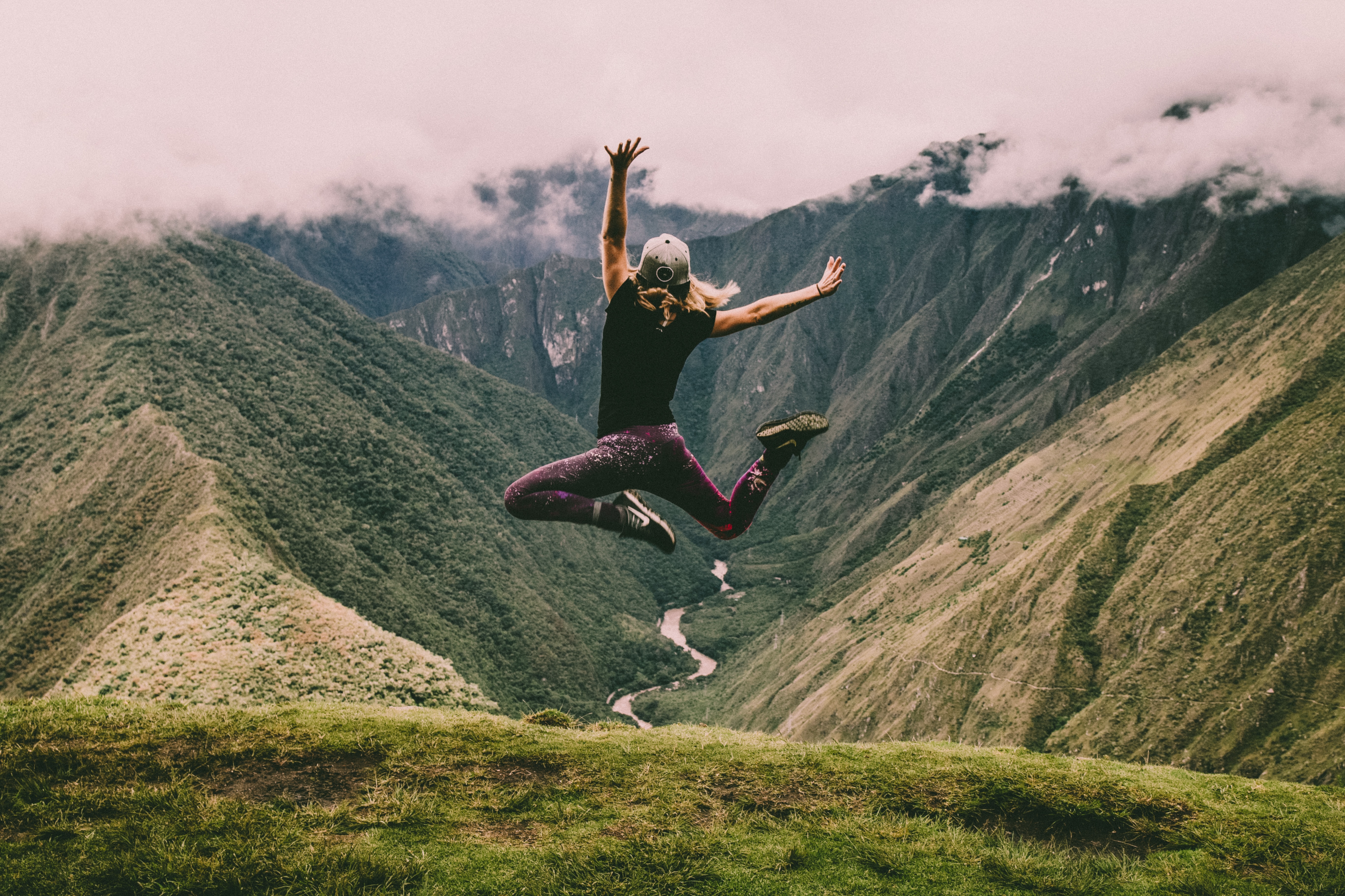 Woman jumping for joy