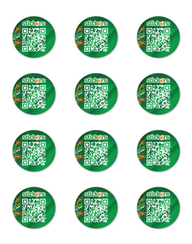 QR code on circle sticker