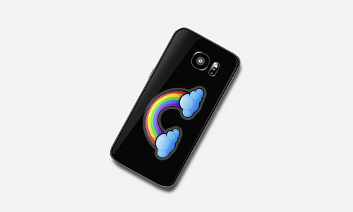 Rainbow sticker on cell phone