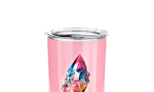 Jeweled transparent sticker on coffee tumbler