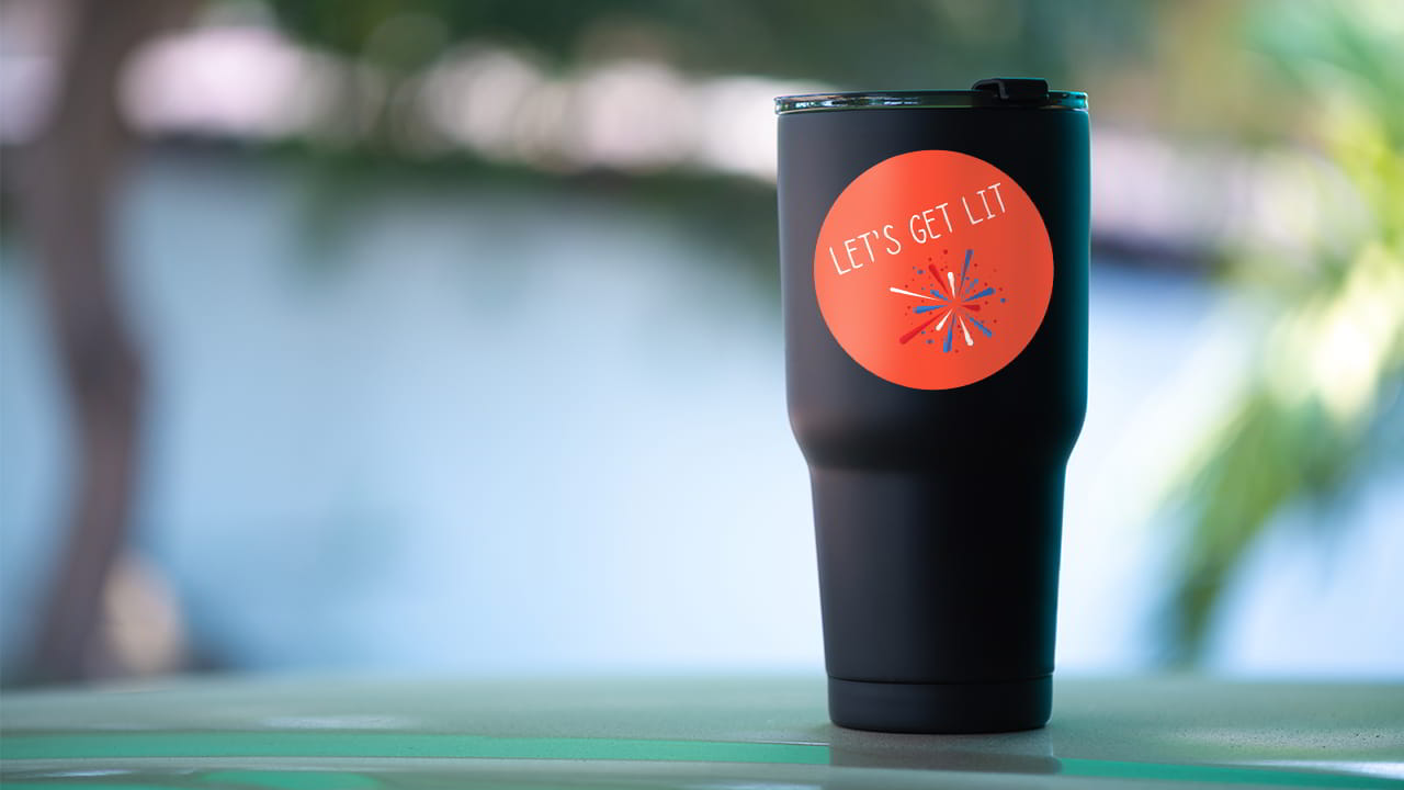 Sticker on water tumbler