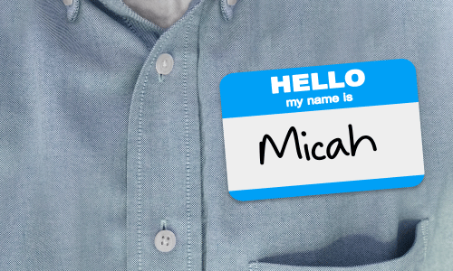 "Hello my name is" rounded corner name tag label