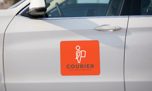 Courier Business Car Magnet on white body car