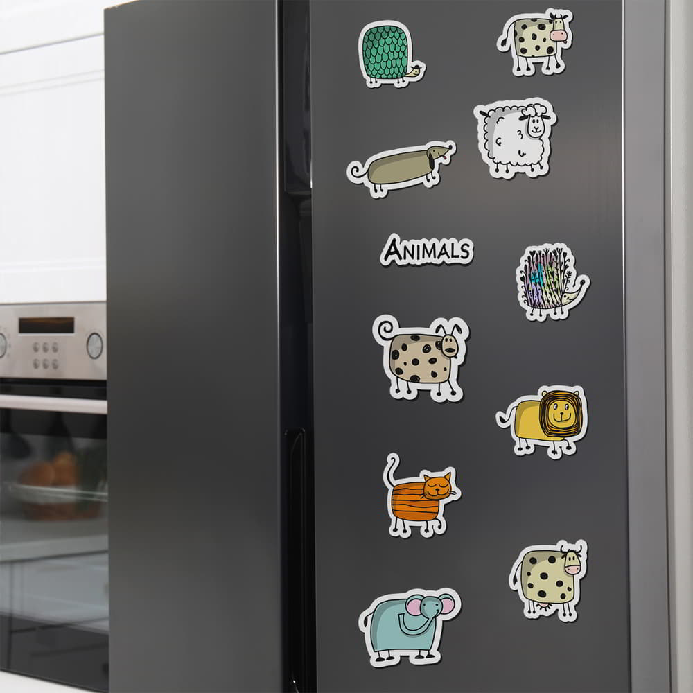 Animal Fridge Magnets on Refrigerator