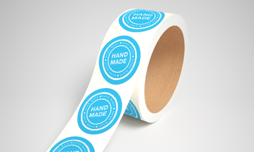 Blue Hand Made Circle Paper Roll Labels