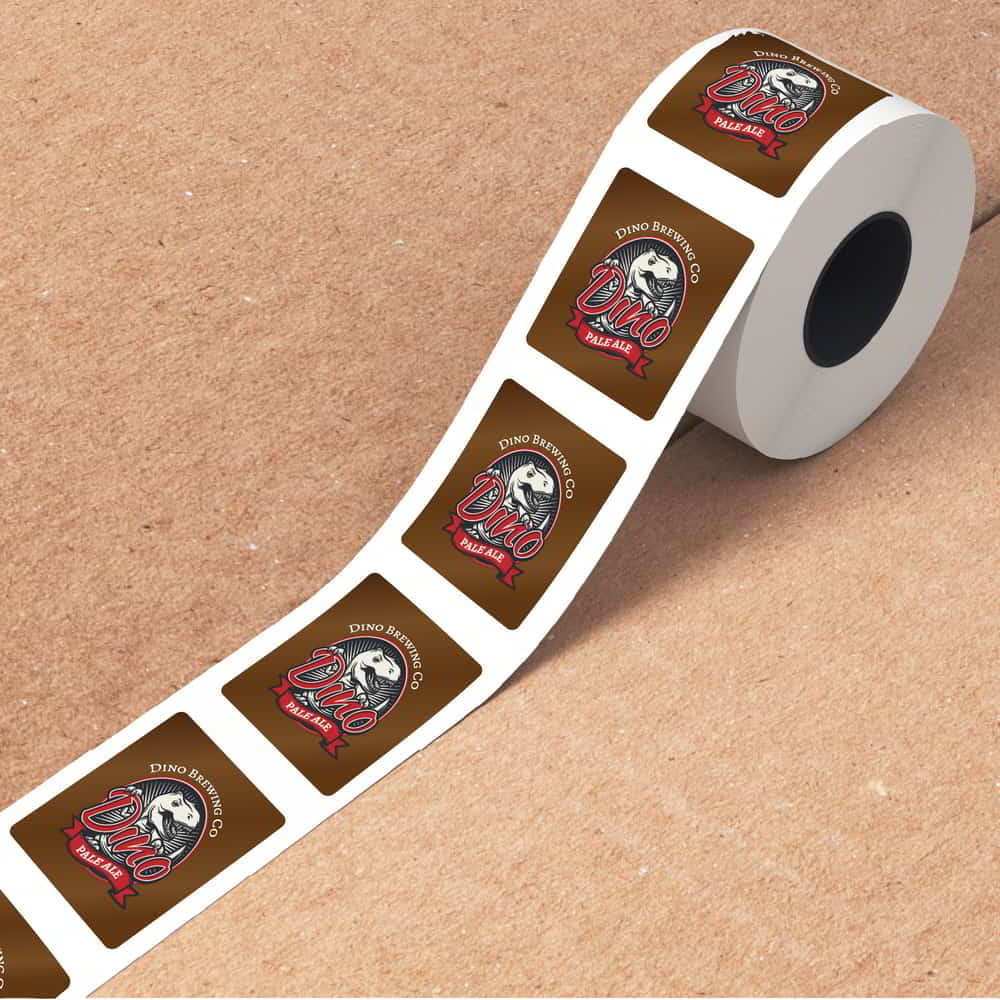 Dino Brewing Rectangle Waterproof Roll Labels