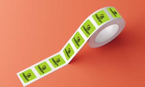 Green chameleon square logo roll labels