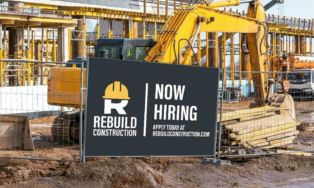 Black Now Hiring Construction Banner