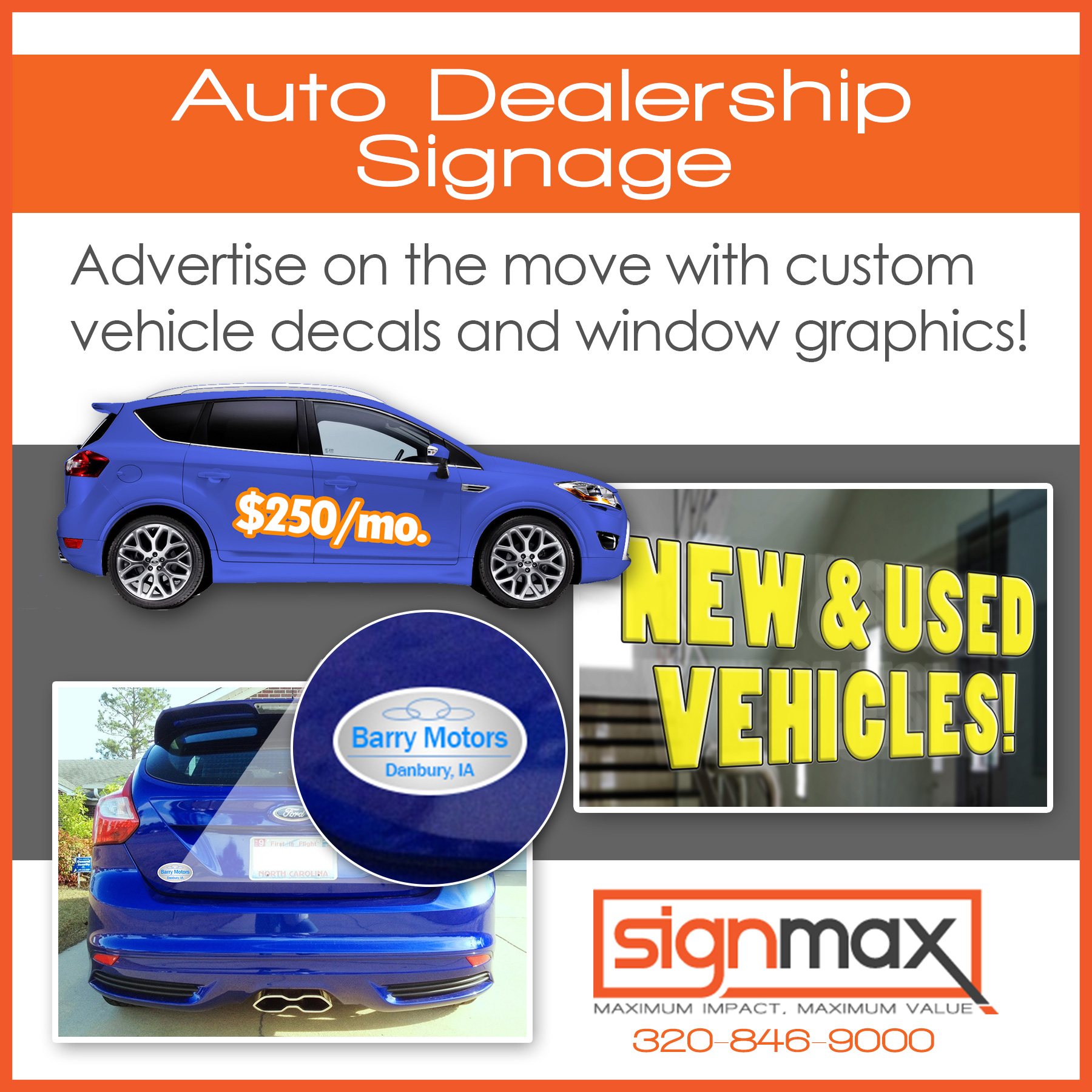 Auto Dealership Decals and Window Graphics | Signmax.com