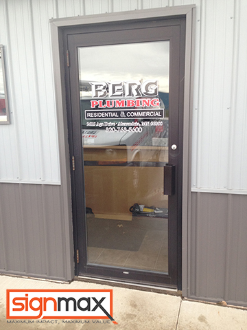 Berg's Plumbing Vinyl Window Decals | Signmax.com