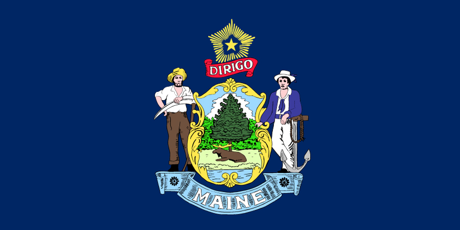 Sticker: State Flag - Maine (1.5in x 3in)