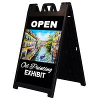 Black Signicade Deluxe A Frame with (2) 36x24 Signs